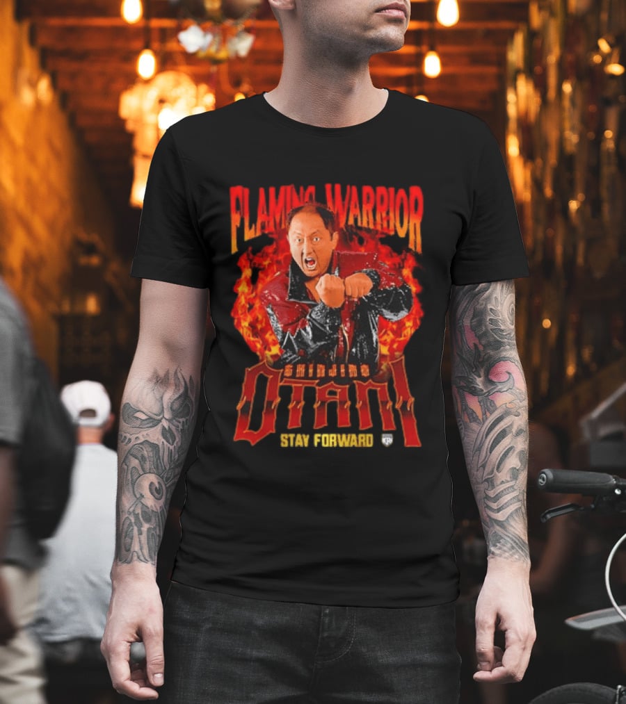Shinjiro Otani Flaming Warrior NJPW Stay Forward Clenched Fists Fire T-Shirt