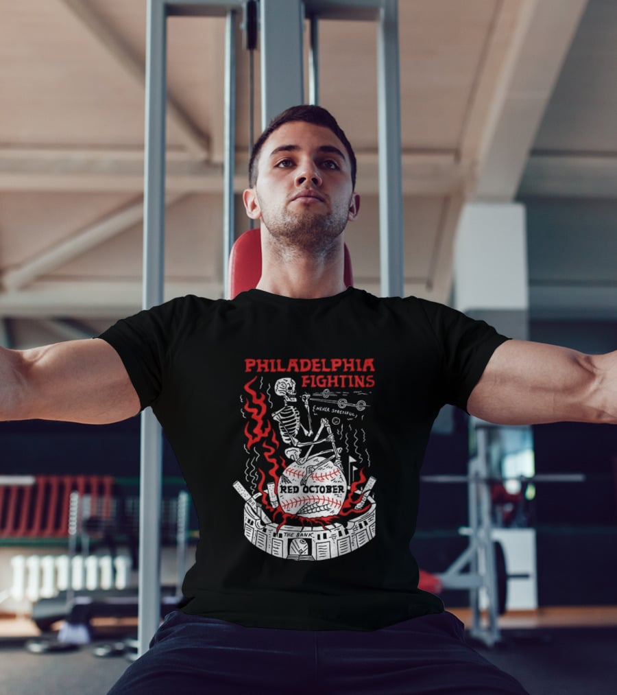 Philadelphia Fightins Skeleton Baseball Red October Never Stressful T-Shirt