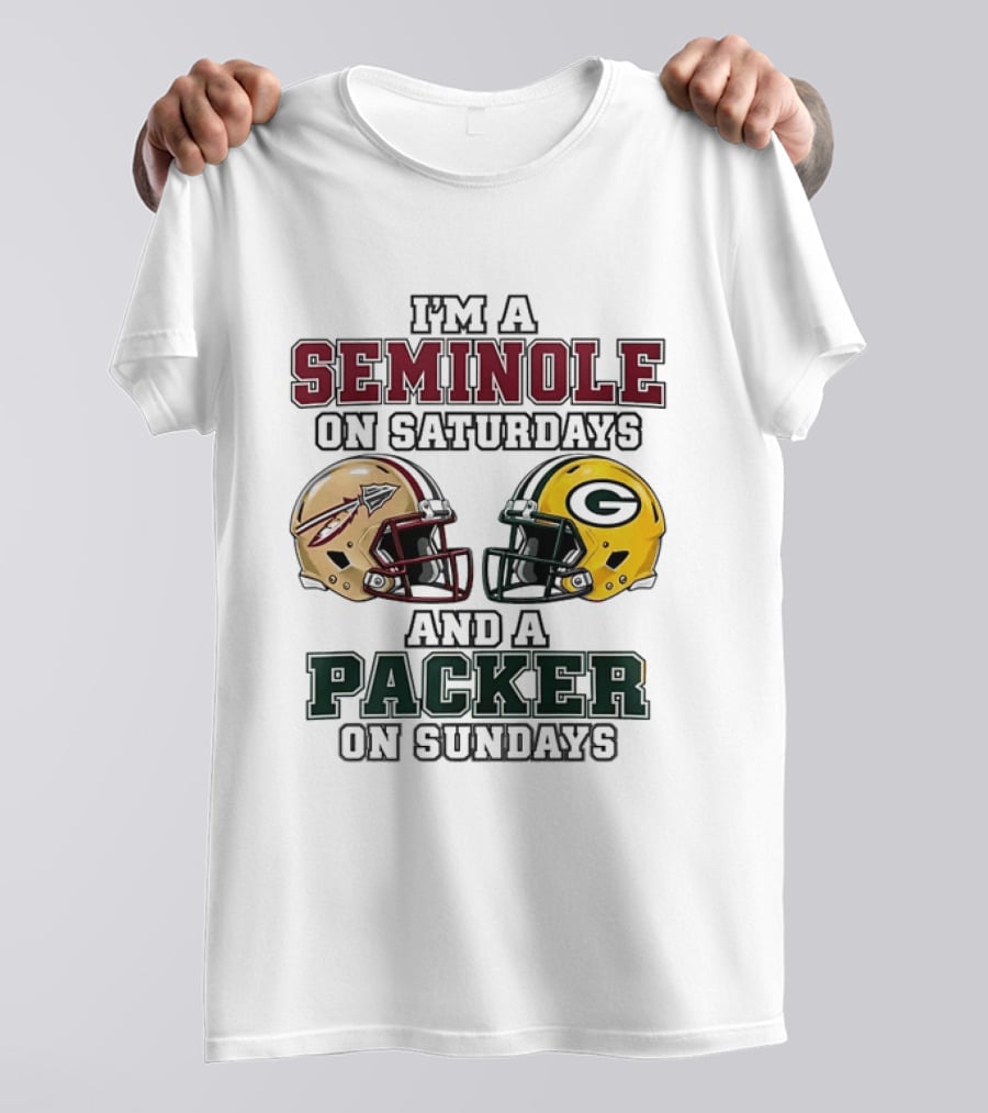 I'm A Seminole On Saturdays And A Packer On Sundays Football Helmets T-Shirt