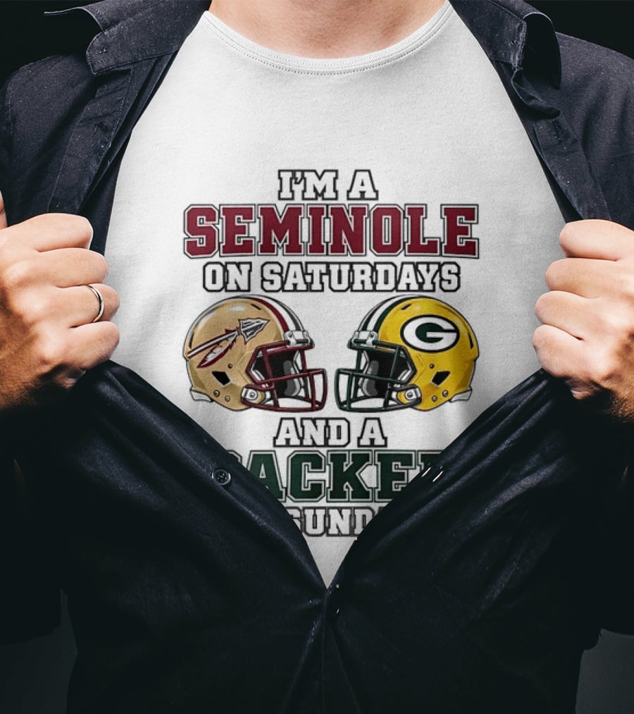 I'm A Seminole On Saturdays And A Packer On Sundays Football Helmets T-Shirt