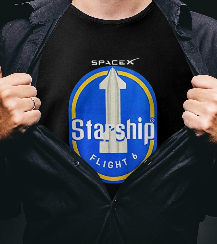 SpaceX Starship Flight 6 Mission Patch Emblem Space Exploration T-Shirt
