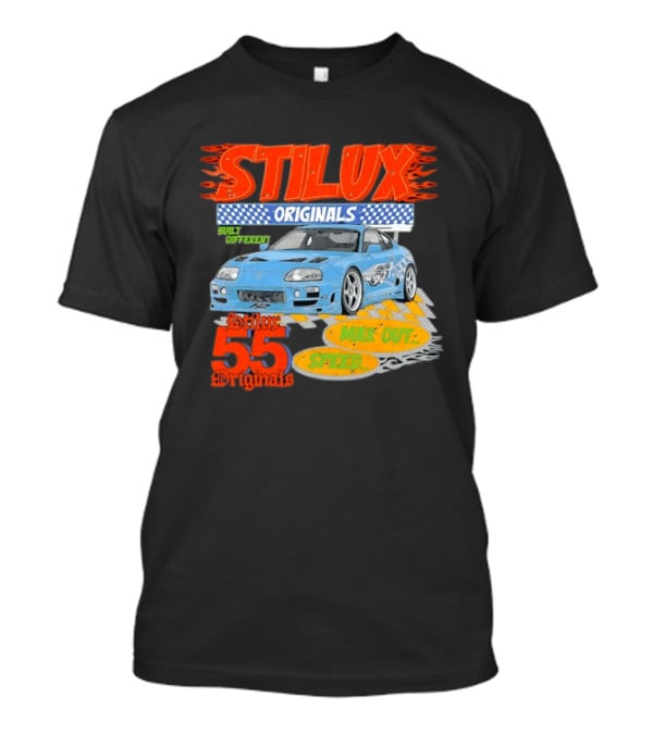 Stilux Originals Built Different Max Out Speed 55 Light Blue Sports Car Racing T-Shirt