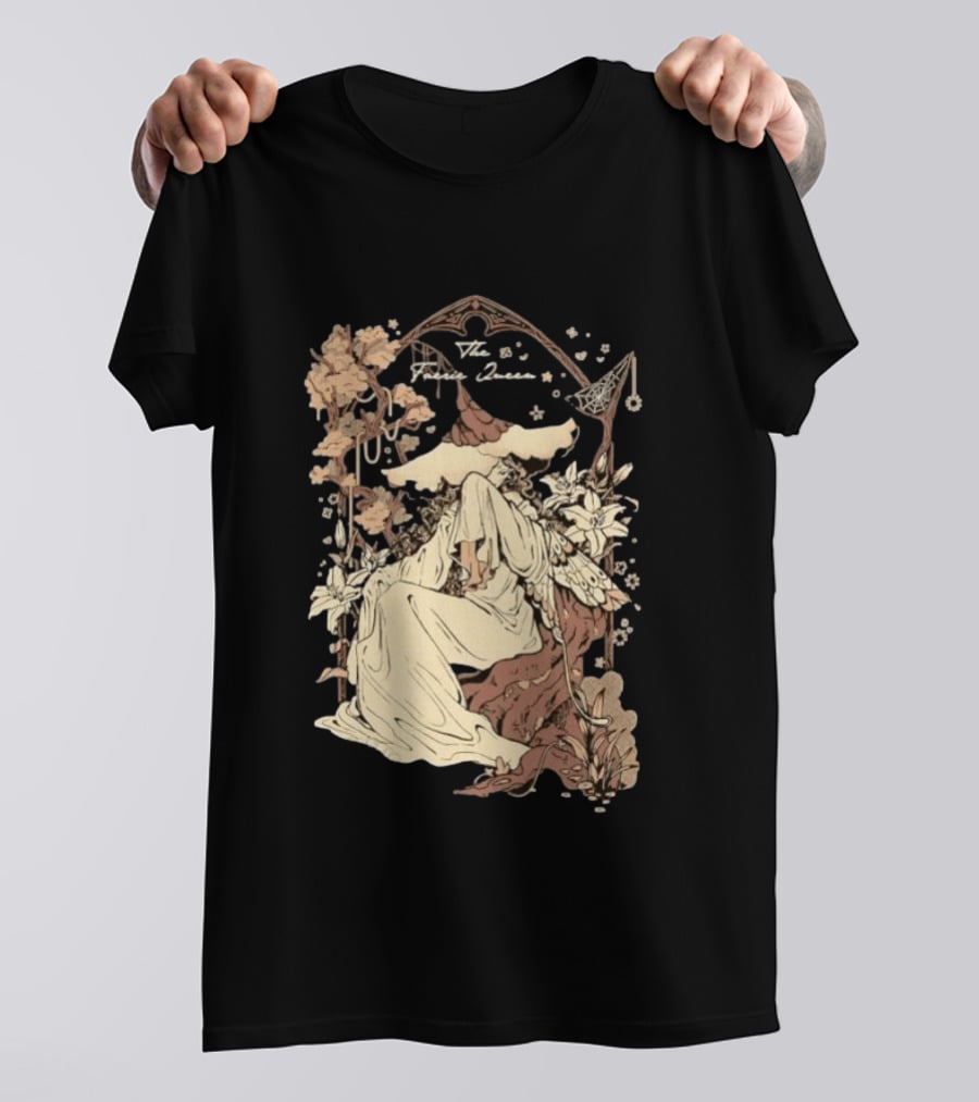 The Faerie Queen Woman With Wings Floral Arch Fantasy T-Shirt
