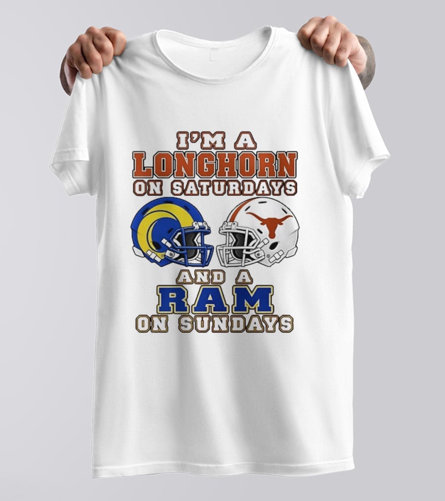 I'm A Longhorn On Saturdays And A Ram On Sundays Two Helmet 2026 T-Shirt