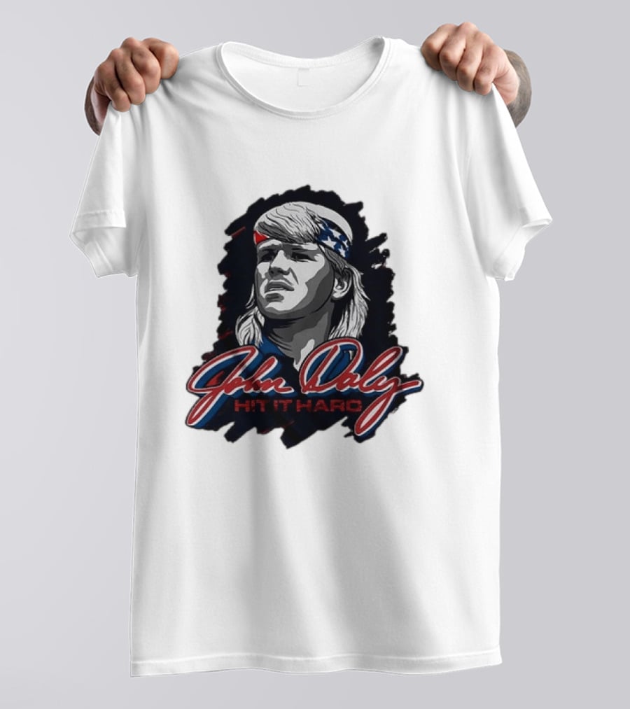 John Daly Hit It Hard Man American Flag Bandana T-Shirt