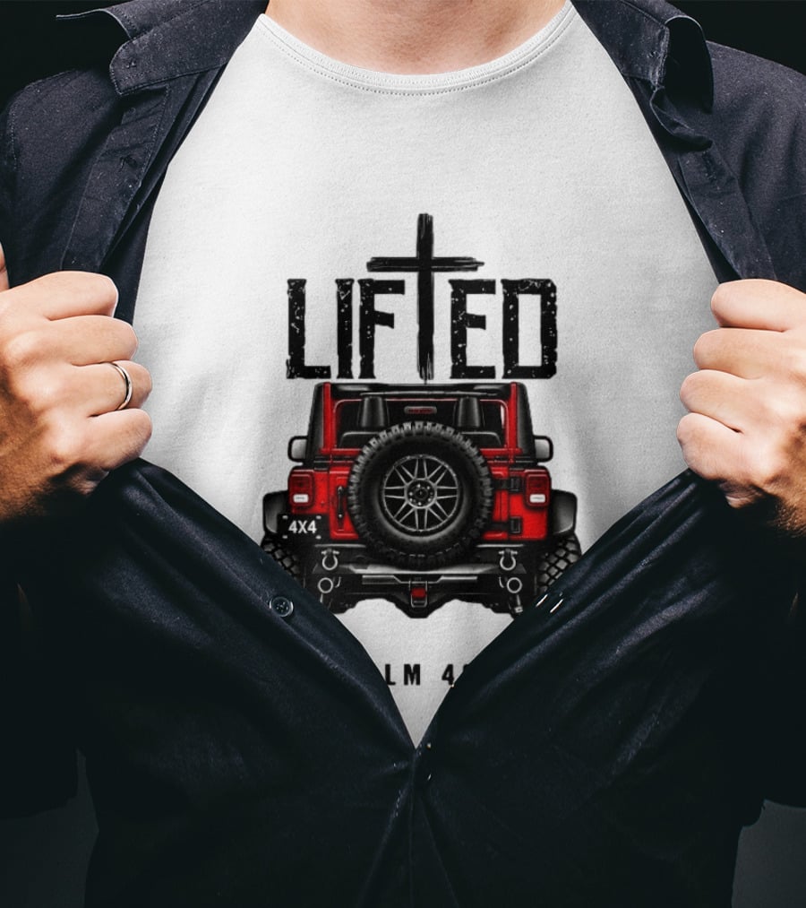 Lifted 4x4 Jeep Off Road Adventure Psalm 40:2 T-Shirt