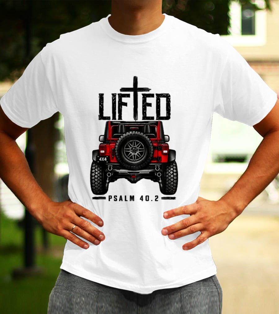 Lifted 4x4 Jeep Off Road Adventure Psalm 40:2 T-Shirt