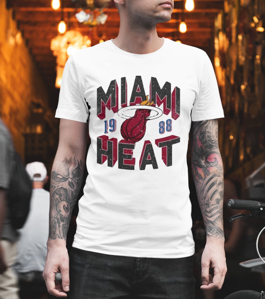 Miami Heat 1988 Flaming Basketball NBA Peace Collective T-Shirt