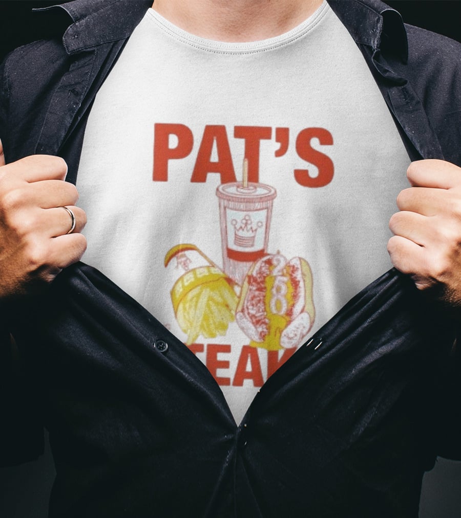 Pat's King Of Steaks 250 Cheesesteak Philadelphia Iconic Sandwich And Drink T-Shirt