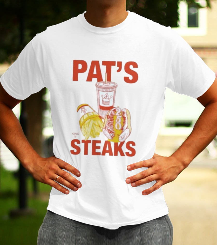Pat's King Of Steaks 250 Cheesesteak Philadelphia Iconic Sandwich And Drink T-Shirt