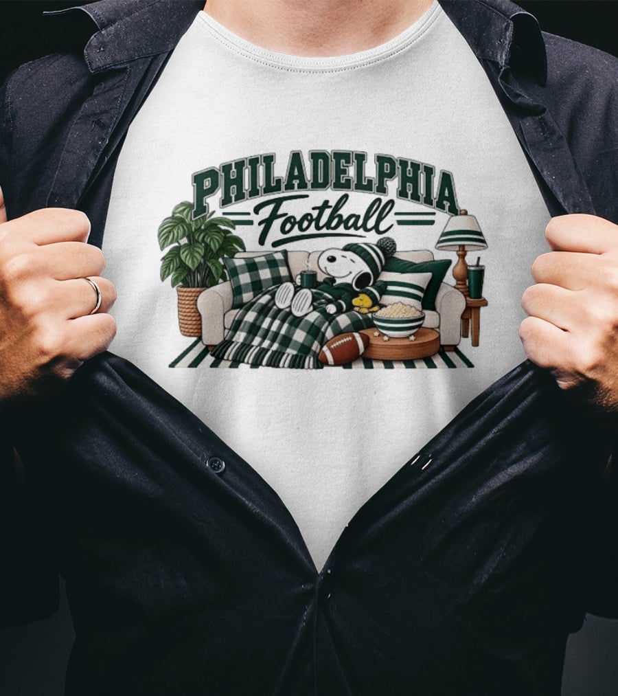 Philadelphia Eagles Football Snoopy Woodstock Cozy Couch T-Shirt