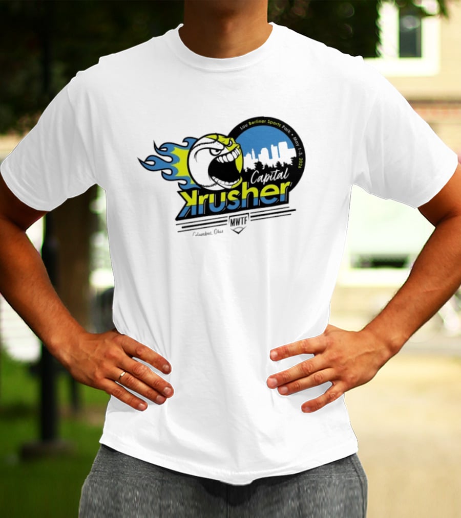 Berliner Sports Capital Krusher Softball 2014 Event Krusher Character With Flames T-Shirt