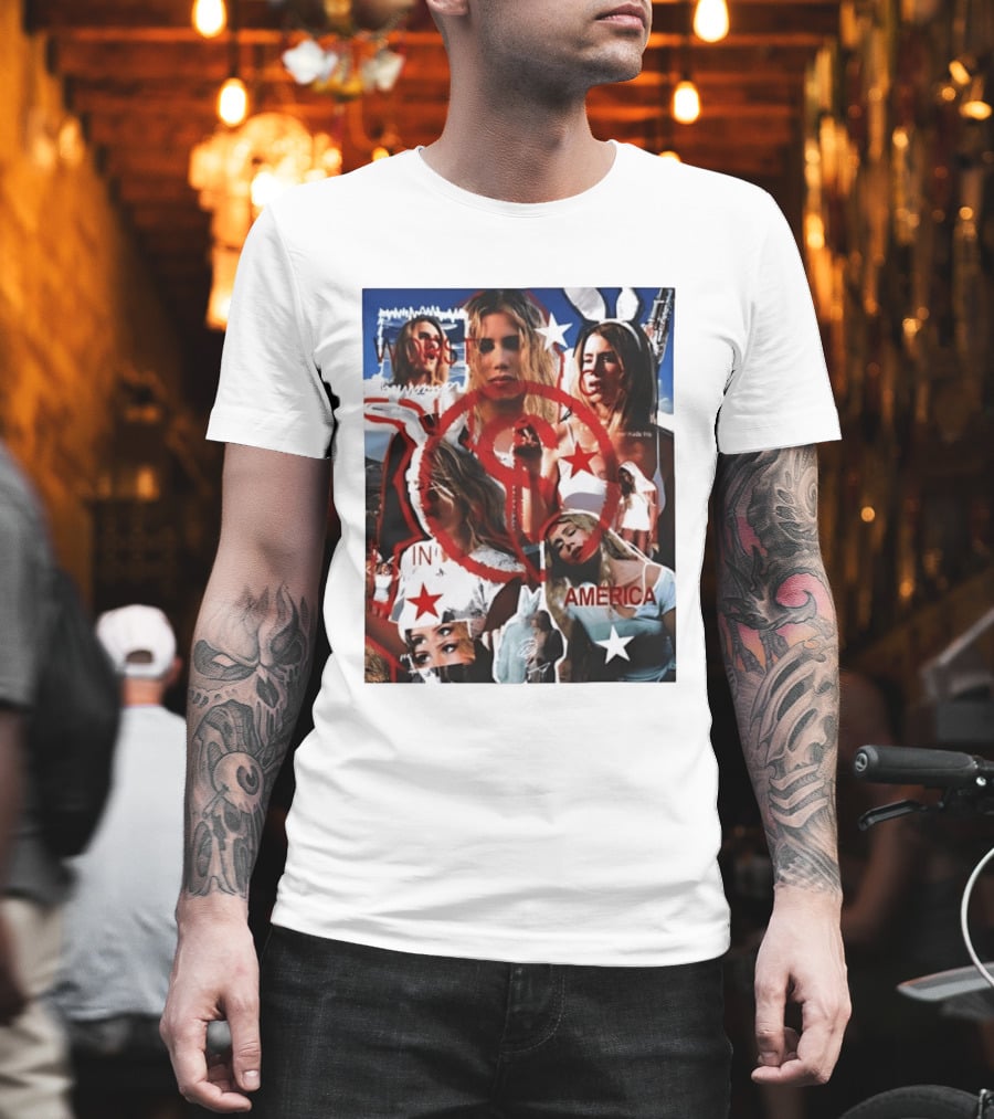 Worst In America Fashion Collage Aesthetic With Stars And Red Circle T-Shirt