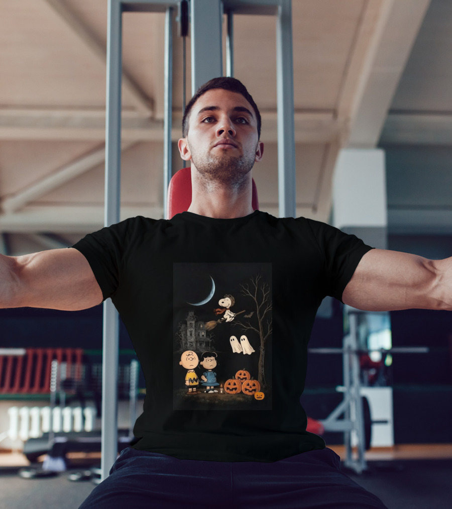Charlie Brown Lucy And Snoopy Halloween Great Pumpkin Ghosts Haunted House T-Shirt