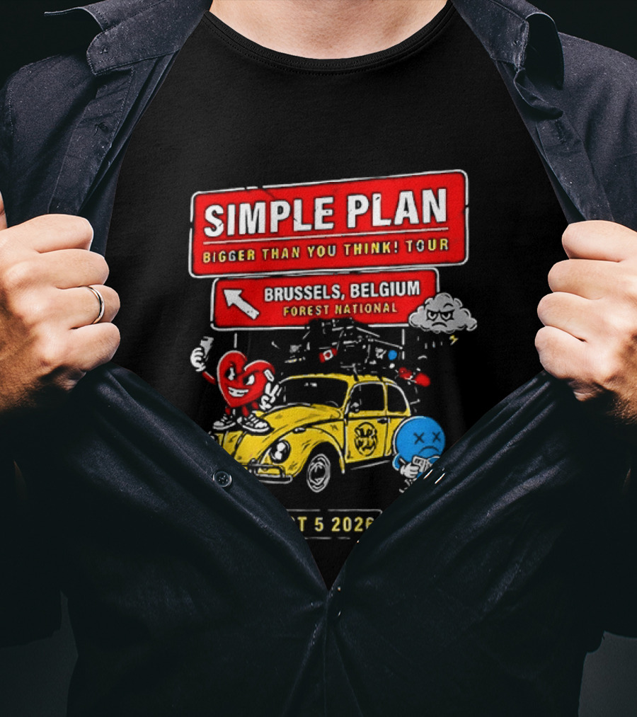 Simple Plan Bigger Than You Think Tour Brussels Belgium Forest National Oct 5 2026 T-Shirt