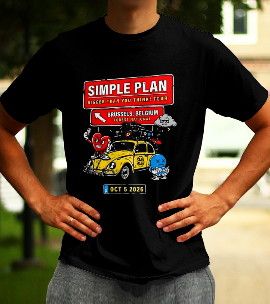 Simple Plan Bigger Than You Think Tour Brussels Belgium Forest National Oct 5 2026 T-Shirt
