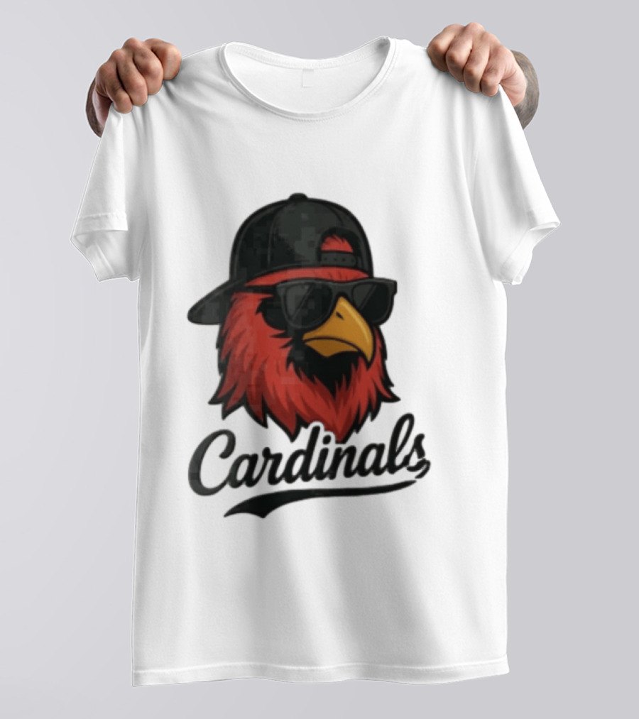 Cardinals Red Bird With Sunglasses And Cap T-Shirt