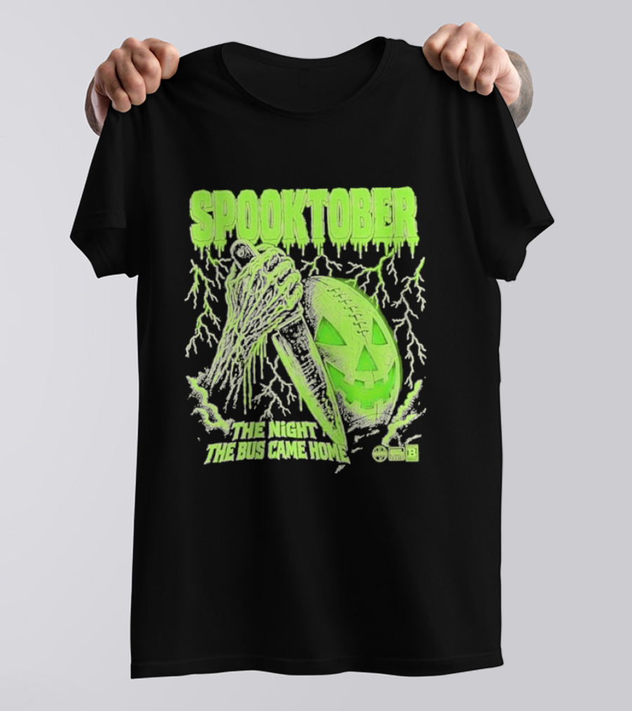 Spooktober The Night The Bus Came Home Halloween Knife Pumpkin Forest T-Shirt