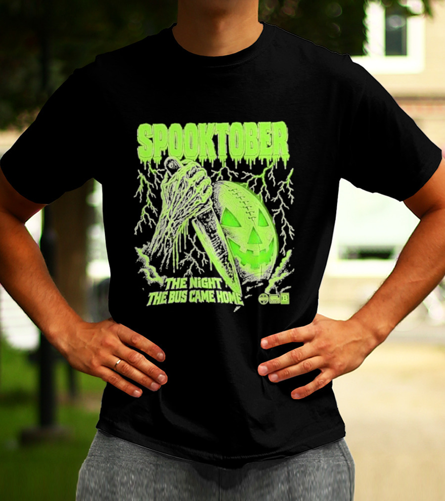 Spooktober The Night The Bus Came Home Halloween Knife Pumpkin Forest T-Shirt