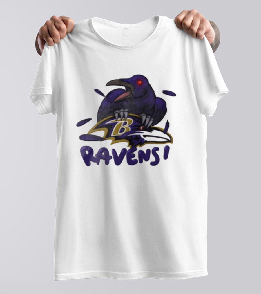 Baltimore Ravens Raven Bird Perched On Iconic Logo Ravens T-Shirt