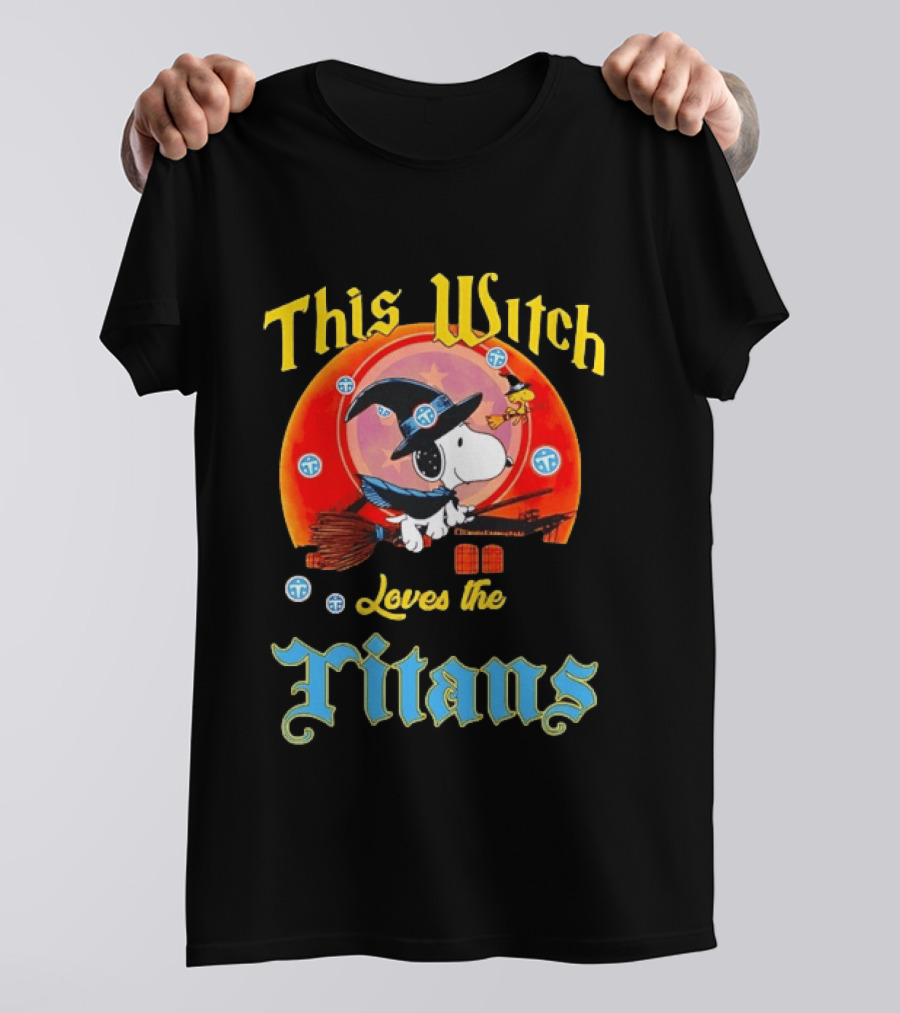 This Witch Snoopy Halloween Loves The Titans T-Shirt