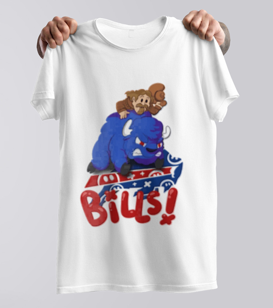 Buffalo Bills Cowboy Riding Angry Blue Bills T-Shirt