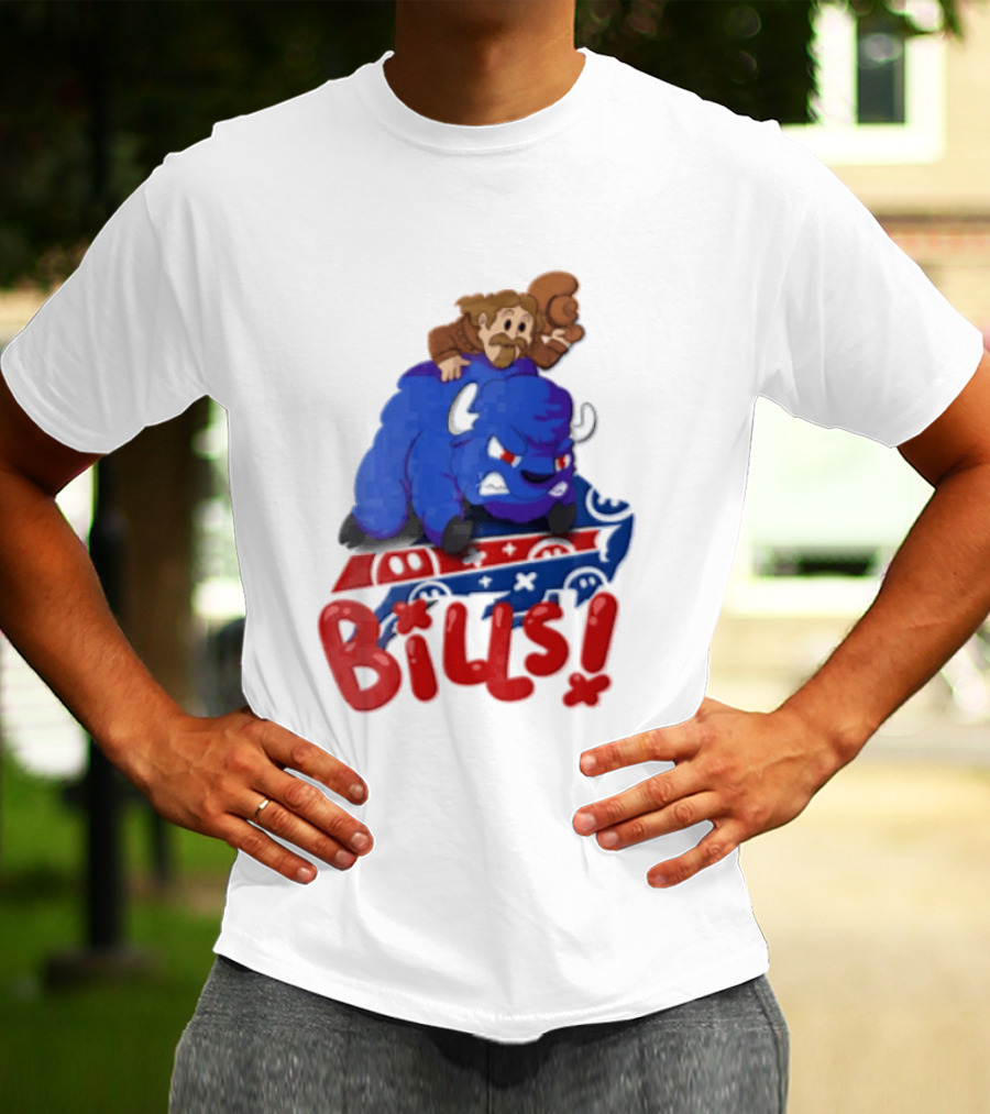 Buffalo Bills Cowboy Riding Angry Blue Bills T-Shirt
