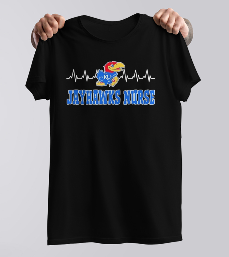 Kansas Jayhawks KU Nurse Heartbeat College Basketball T-Shirt