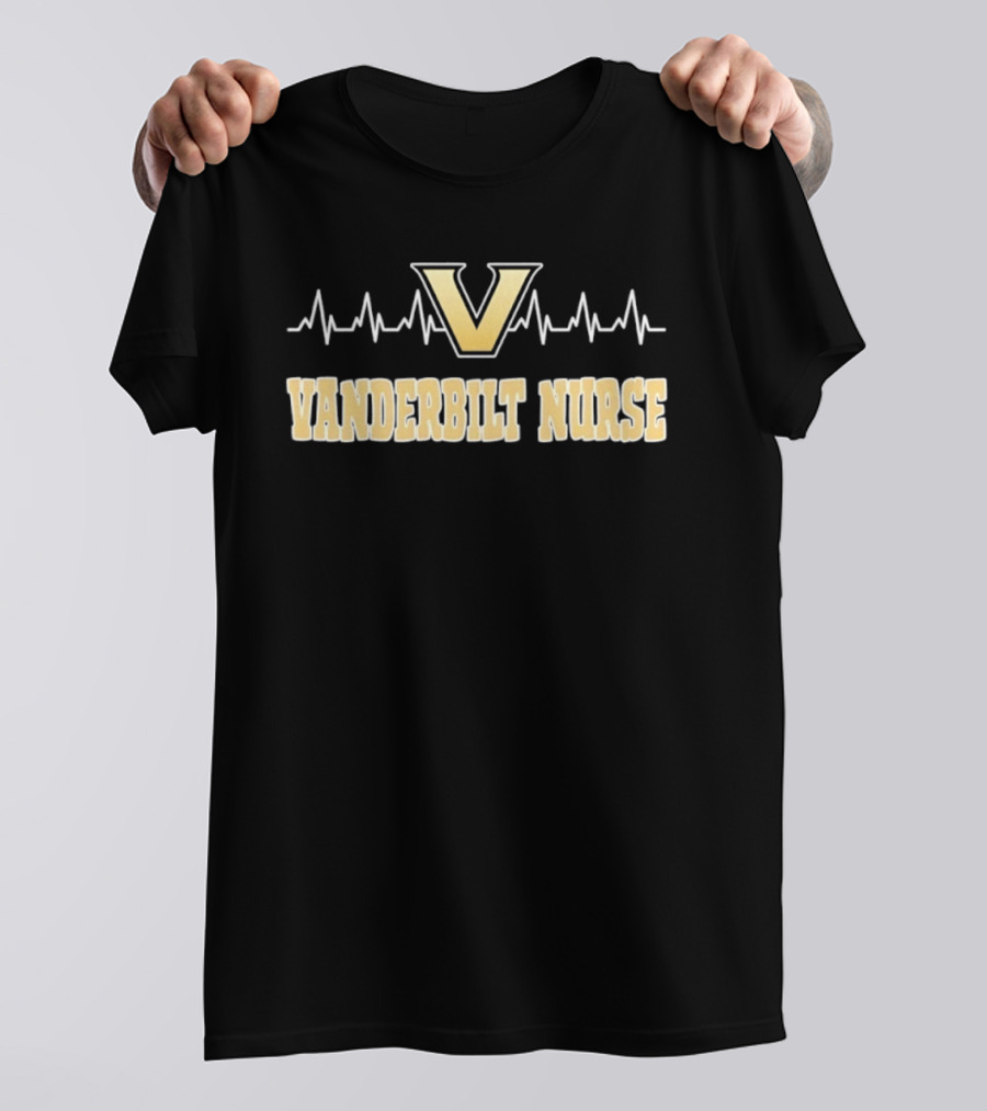 Vanderbilt Nurse Heartbeat Emblem With Gold V T-Shirt