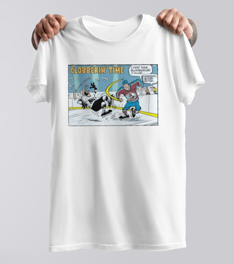 Clobberin Time Nathan MacKinnon Colorado Avalanche Cartoon T-Shirt