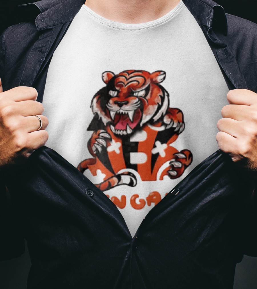 Cincinnati Bengals Snarling Tiger Over Bold B T-Shirt