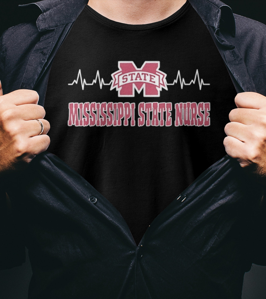 Mississippi State Nurse Heartbeat Bulldogs T-Shirt