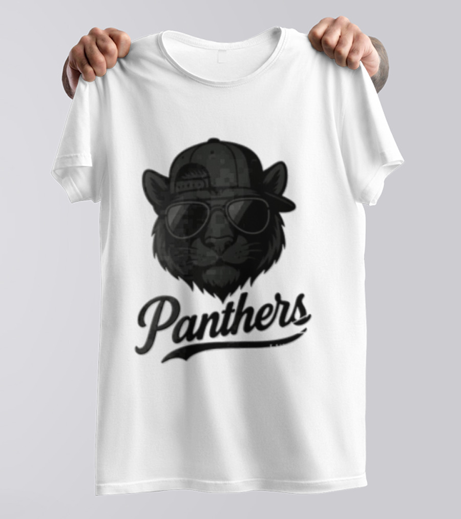 Panthers Cool Cat In Sunglasses And Baseball Cap T-Shirt