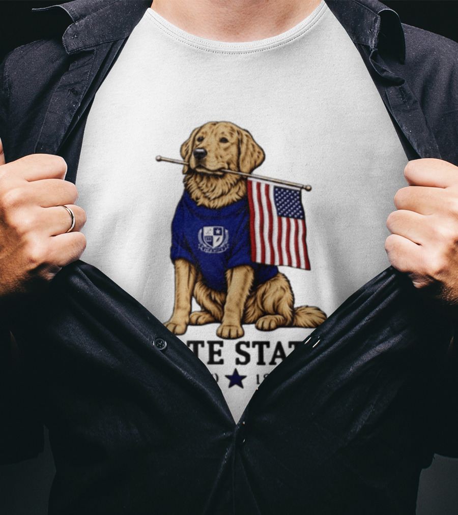 Pate State 2018 Golden Retriever American Flag T-Shirt