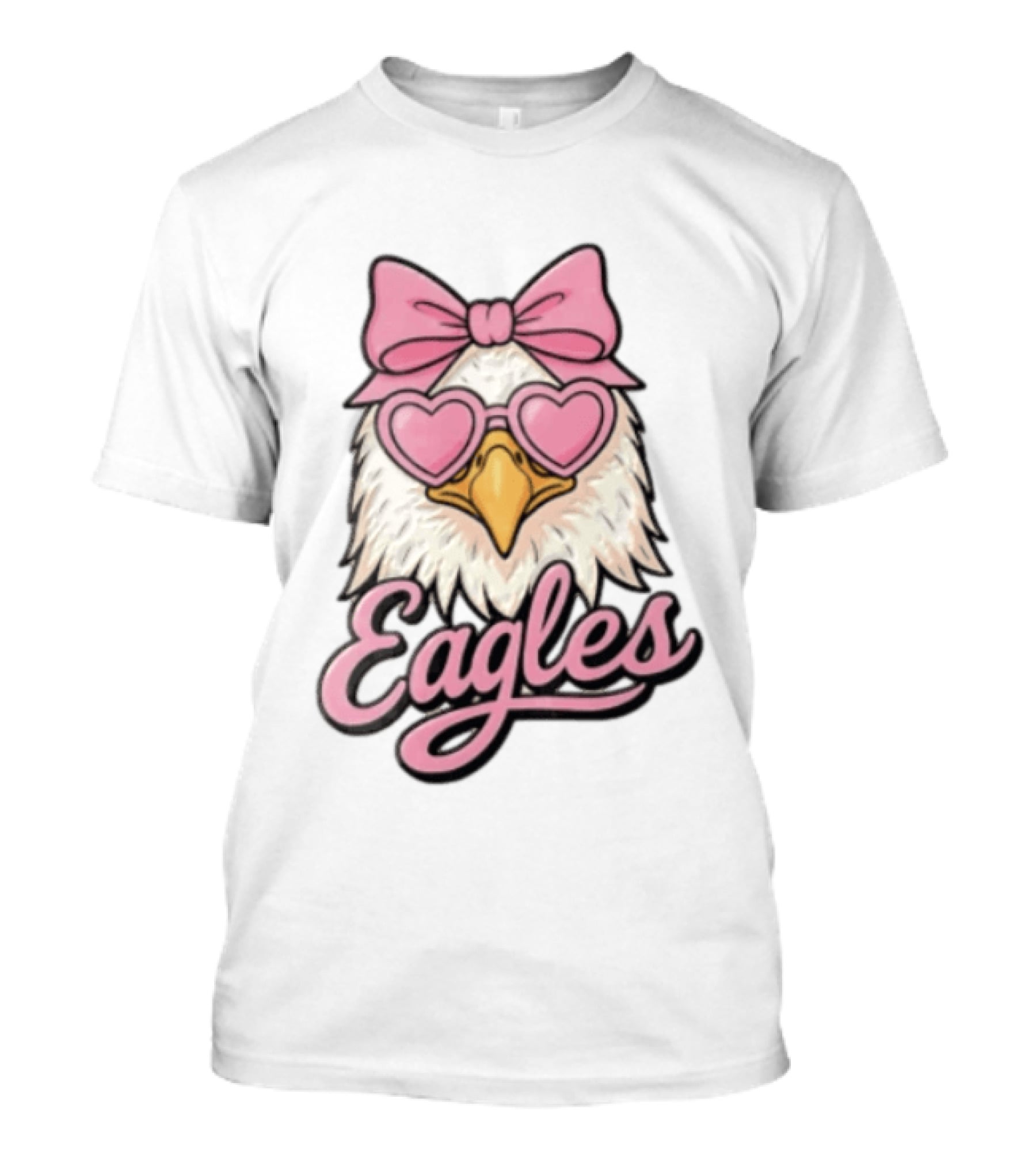 Philadelphia Eagles Cute Eagle Pink Bow Heart Sunglasses T-Shirt