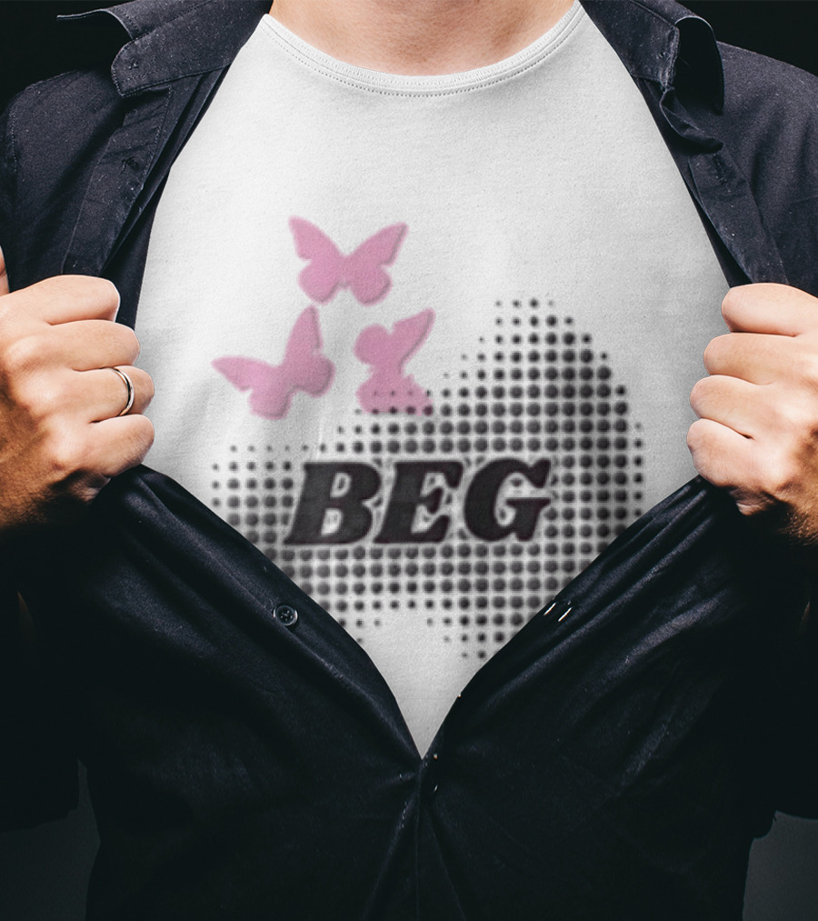 Pink Butterflies BEG Halftone T-Shirt