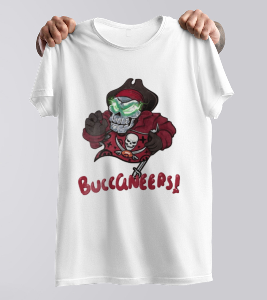Tampa Bay Buccaneers Skull Pirate Green Eyes Buccaneers Flag T-Shirt