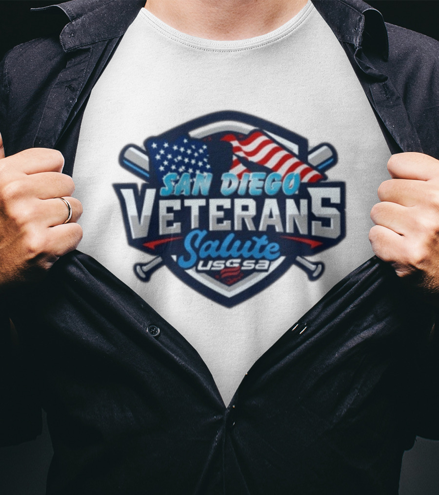 San Diego Veterans Salute USSSA Baseball Event American Flag T-Shirt