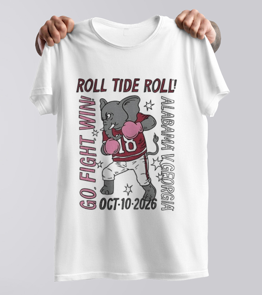 Alabama Crimson Tide Roll Tide Roll Go Fight Win October 10 2026 Vintage Elephant Boxing T-Shirt