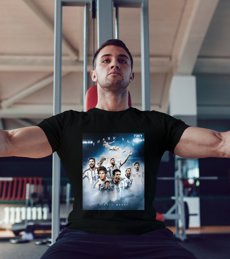 Thank You Lionel Messi TSN Argentina Soccer Legend With Trophy And Team Moments T-Shirt