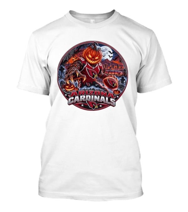 Arizona Cardinals Halloween Jack O' Lantern Football Spooky City Skyline T-Shirt