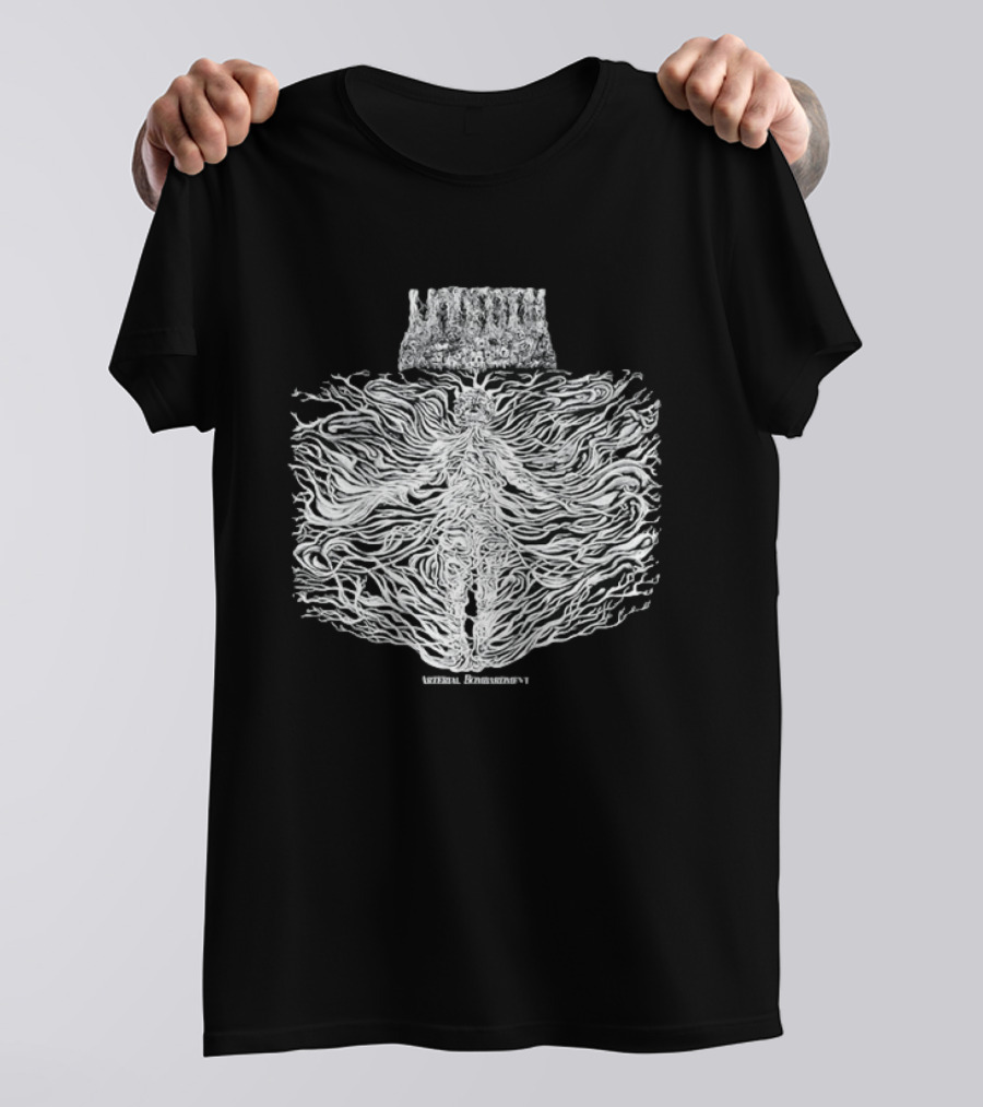 Liturgy Arterial Bombardment Black Metal Abstract Tree Roots Forming Human Shape T-Shirt
