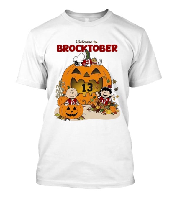 Brock Purdy San Francisco 49ers Welcome To Brocktober Peanuts Halloween Pumpkin Snoopy Charlie Brown T-Shirt