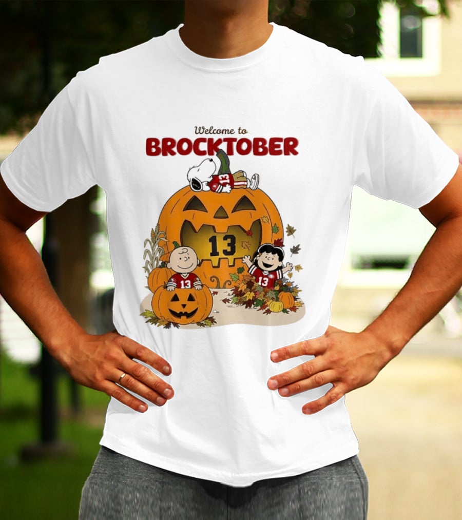 Brock Purdy San Francisco 49ers Welcome To Brocktober Peanuts Halloween Pumpkin Snoopy Charlie Brown T-Shirt