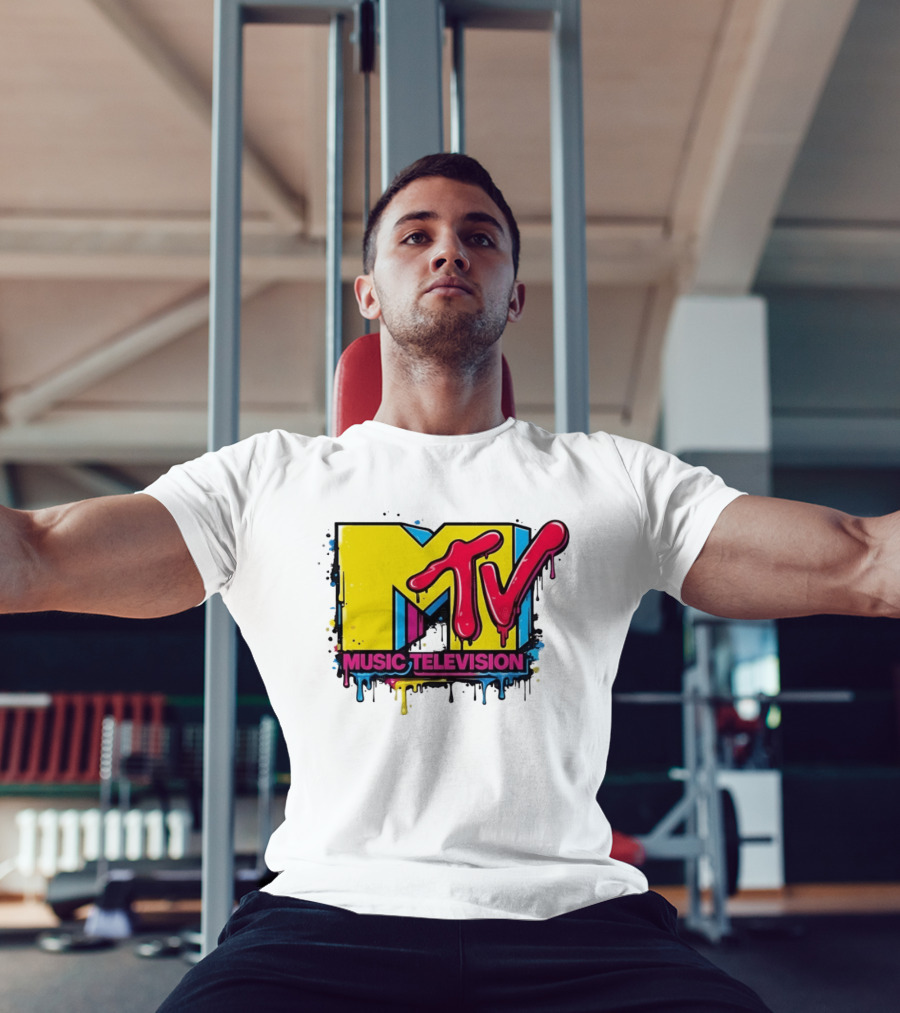 MTV Music Television 90s Nostalgia Bold Neon Drip T-Shirt