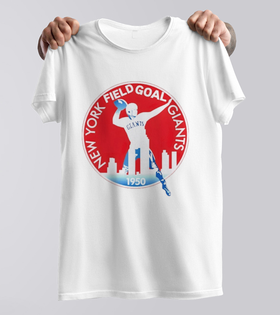 New York Field Goal Giants 1950 Football Red Skyline T-Shirt