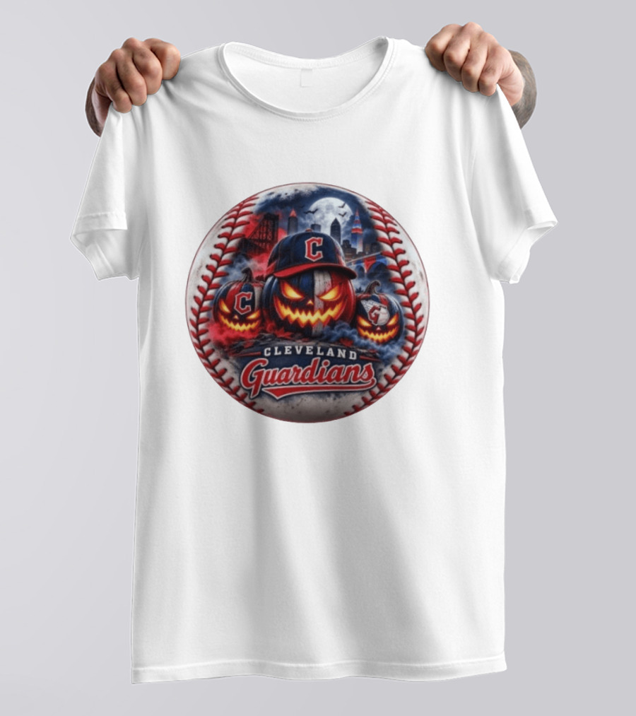 Cleveland Guardians Halloween Jack O' Lantern Spooky Baseball T-Shirt