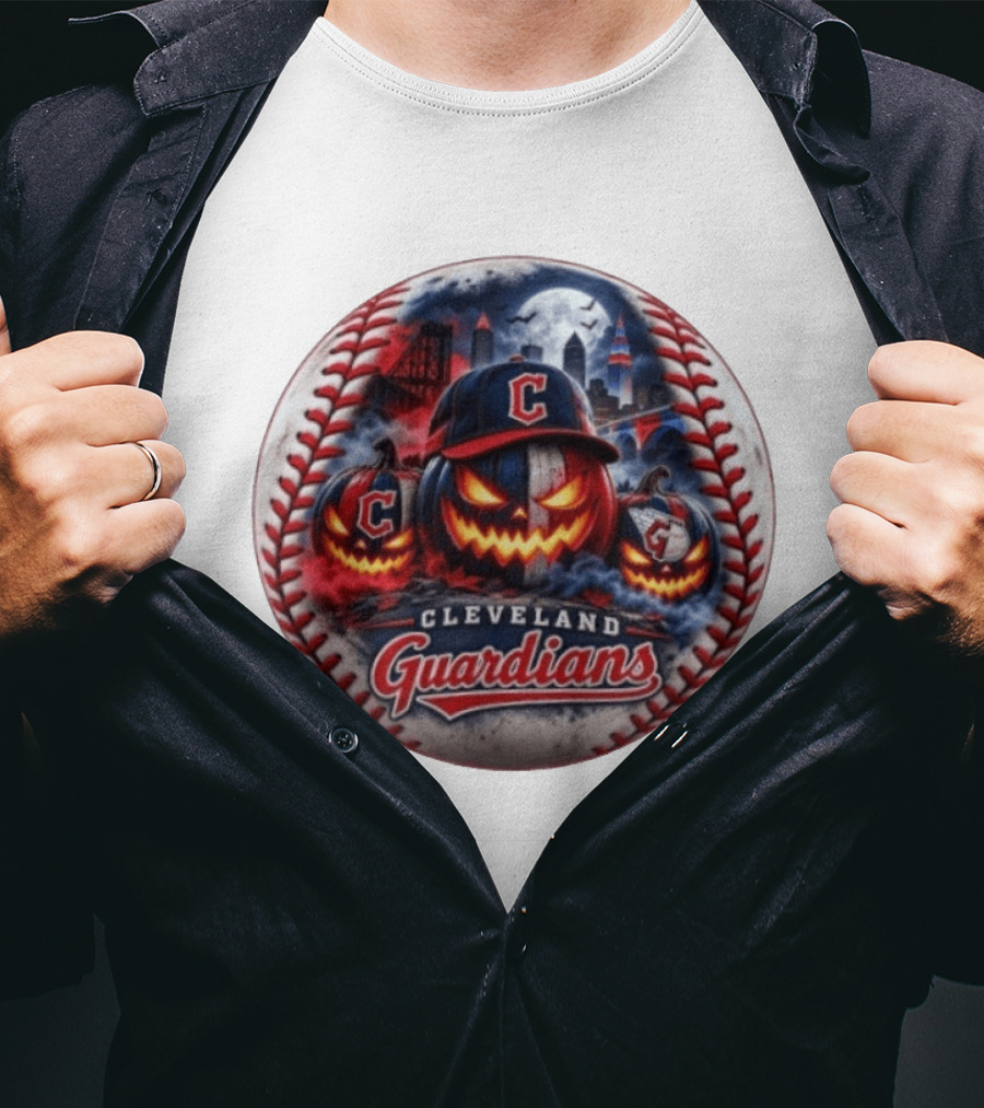Cleveland Guardians Halloween Jack O' Lantern Spooky Baseball T-Shirt