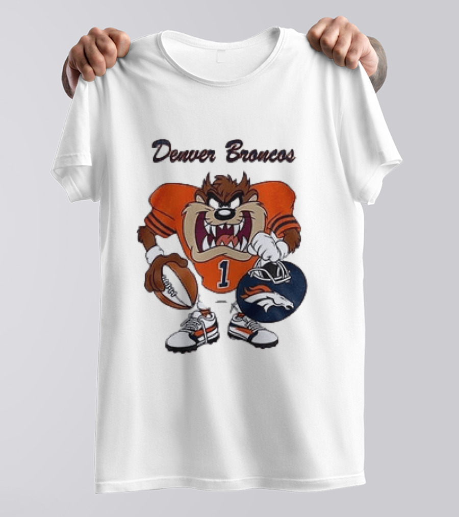 Denver Broncos Taz Looney Tunes Football Number 1 T-Shirt