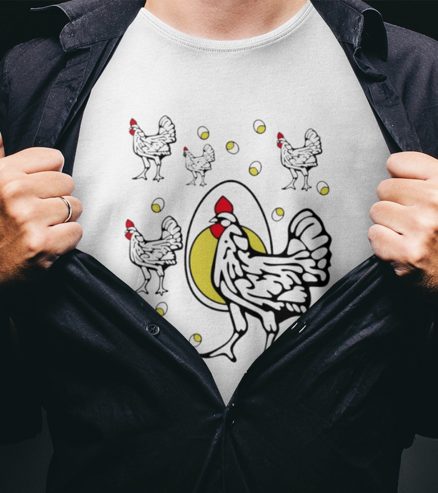 Farm Chicken And Egg Poultry Hen With Rooster And Eggs T-Shirt